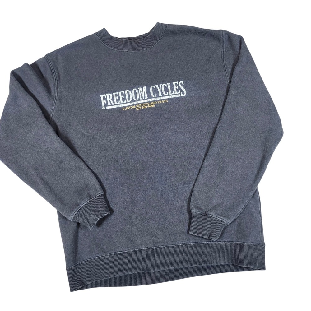 Freedom Cycles Sweatshirt Women's Small Gray Graphic‎ Crew Neck Pullover